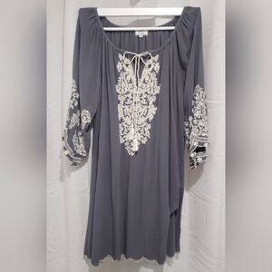 Boho Embroidered Shirt Dress